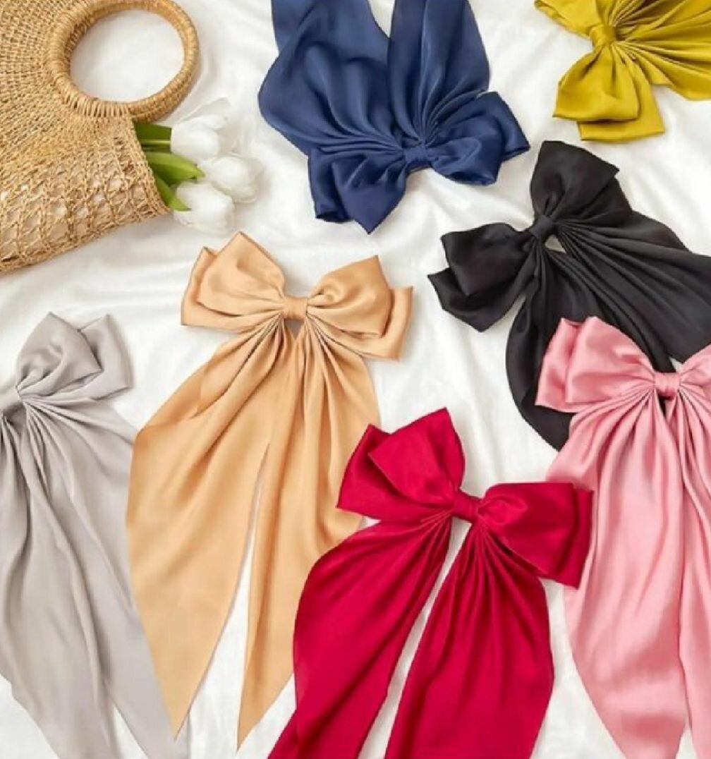 Silk bows big for long hair