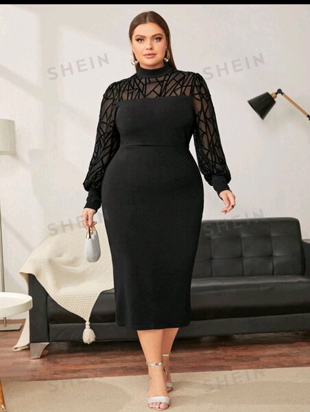 Shein black dress with mesh