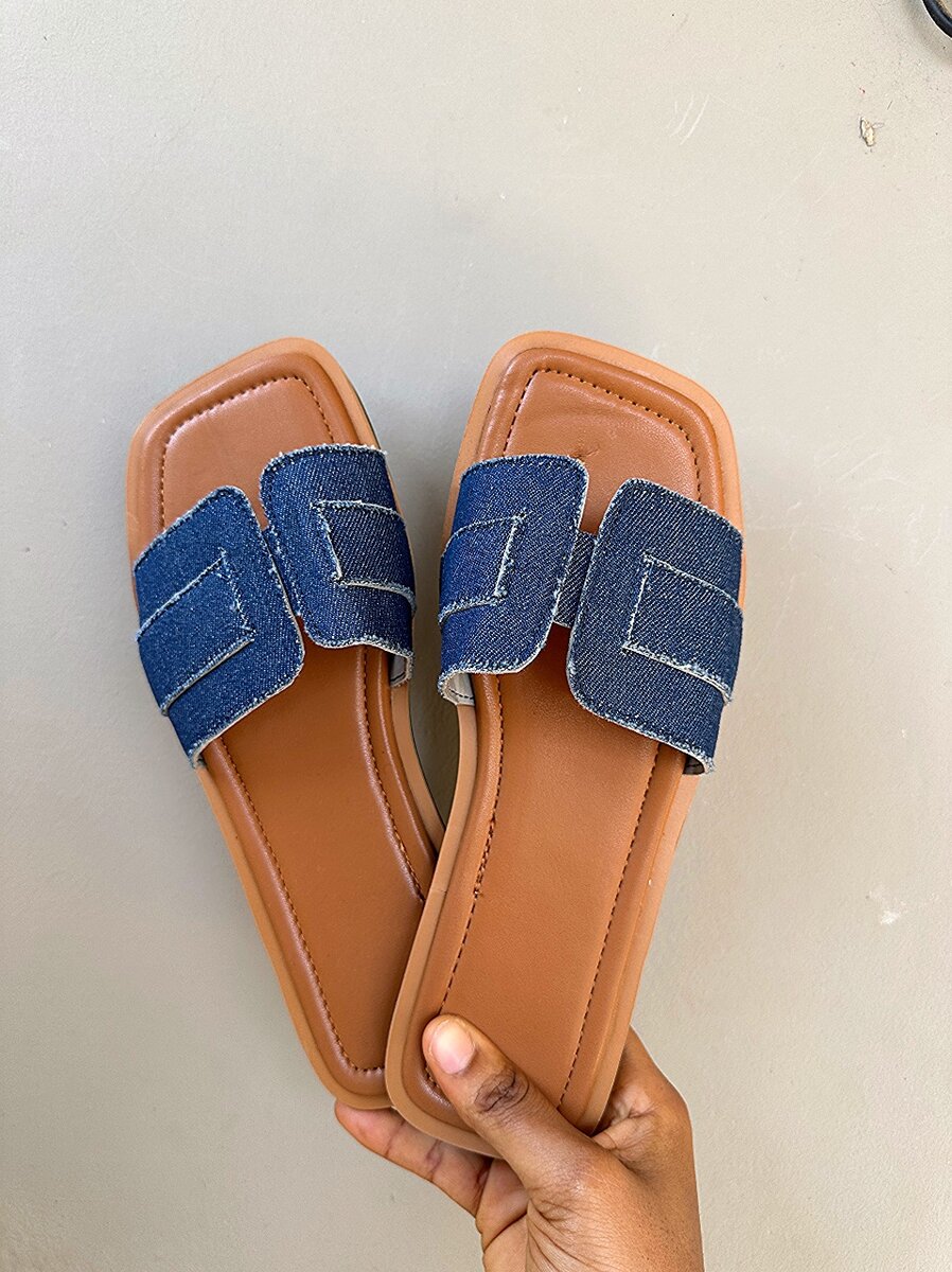 Denim slippers