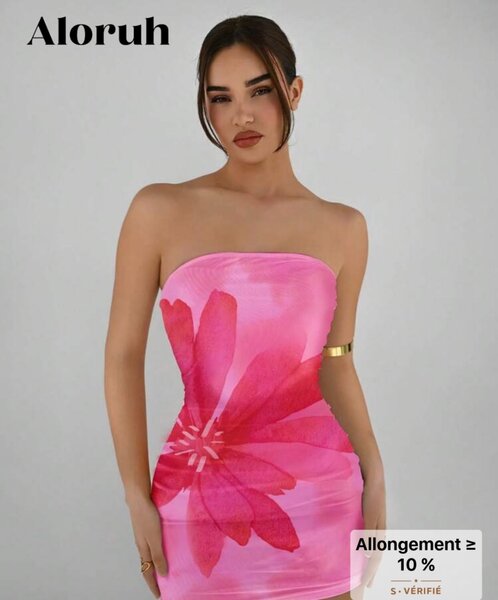 Robe Tube Rose Fleurie