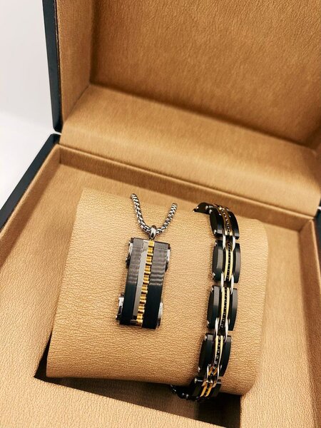 Set collier et bracelet homme élégant