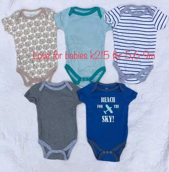 Set of 5 bodysuits, multicolor, print, 5, 6-9m