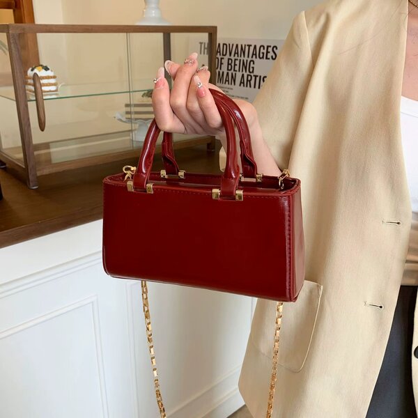 Sac à main cuir bordeaux