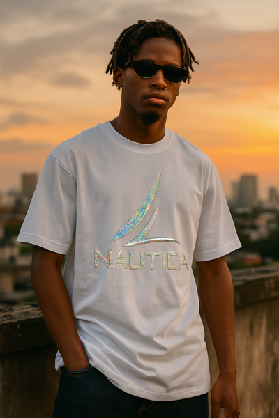 T-shirt blanc à logo nautique