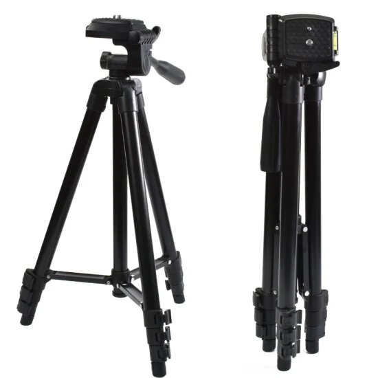 Trépied professionnel caméra et téléphone 140cm - Noir