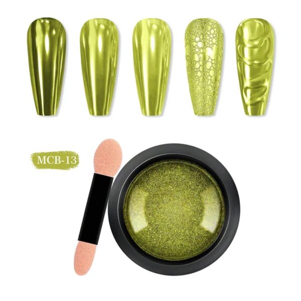 Poudre Chromée Ongles Vert