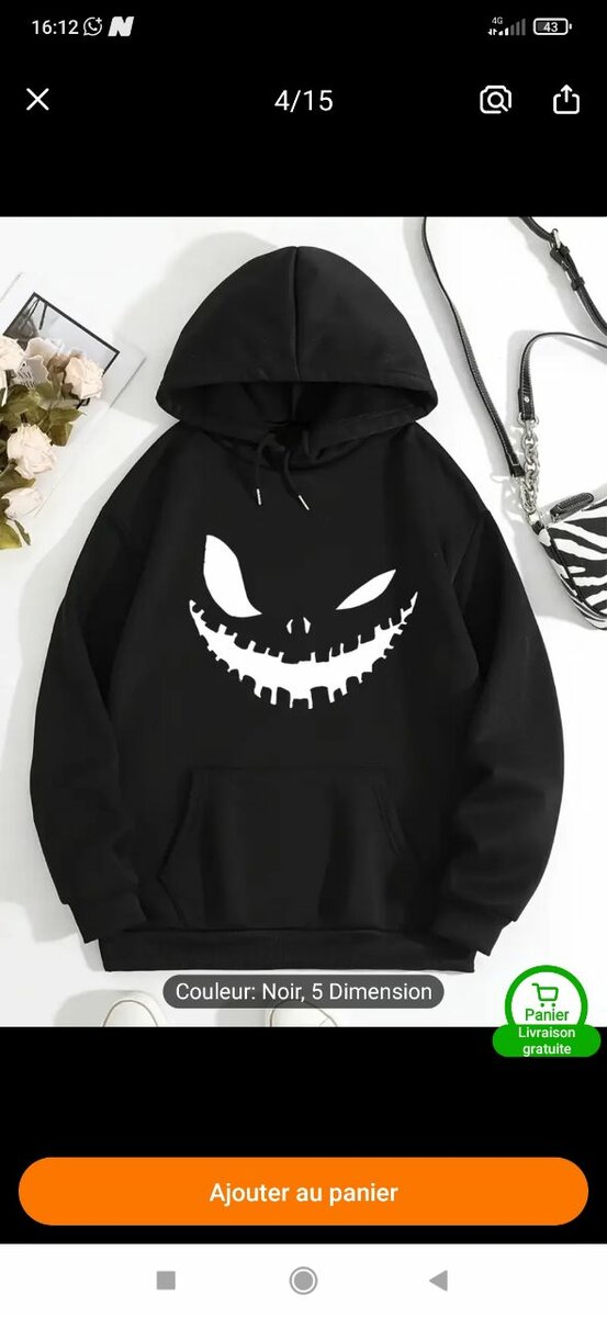 Sweat à capuche motif effrayant