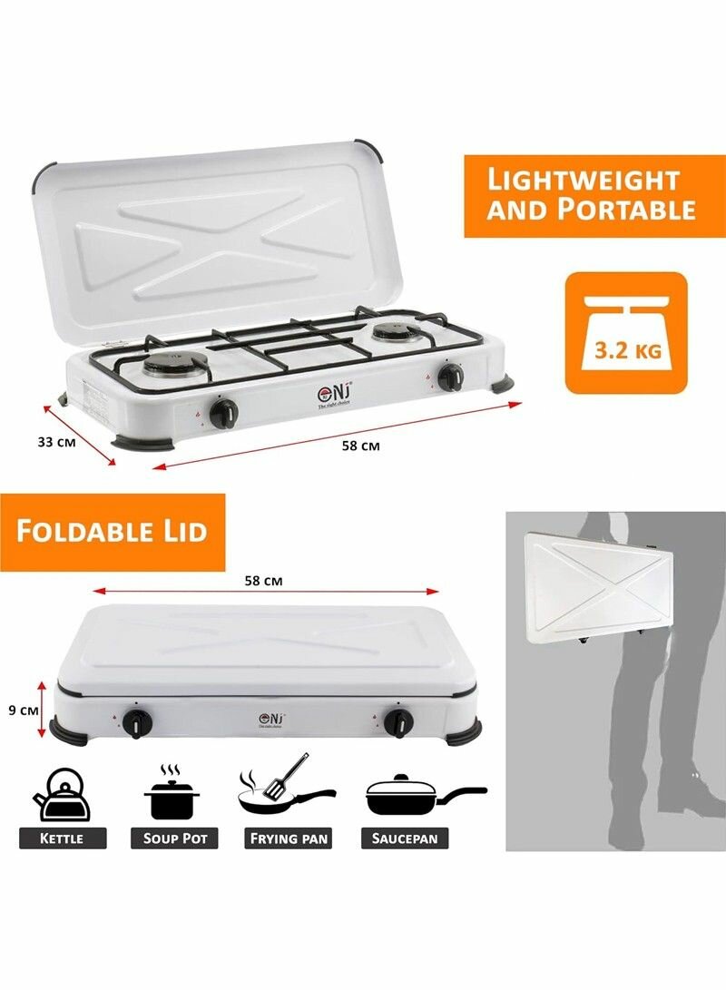 PORTABLE DOUBLE BURNER GAS STOVE