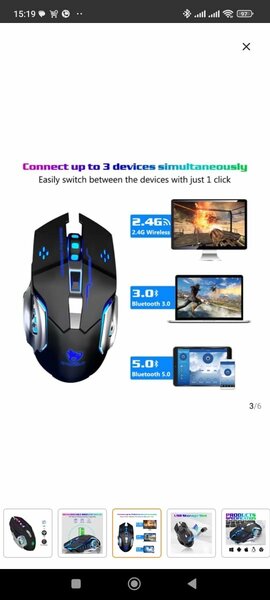 Souris De Jeu Sans Fil Rechargeable Avec 7 LED prix :