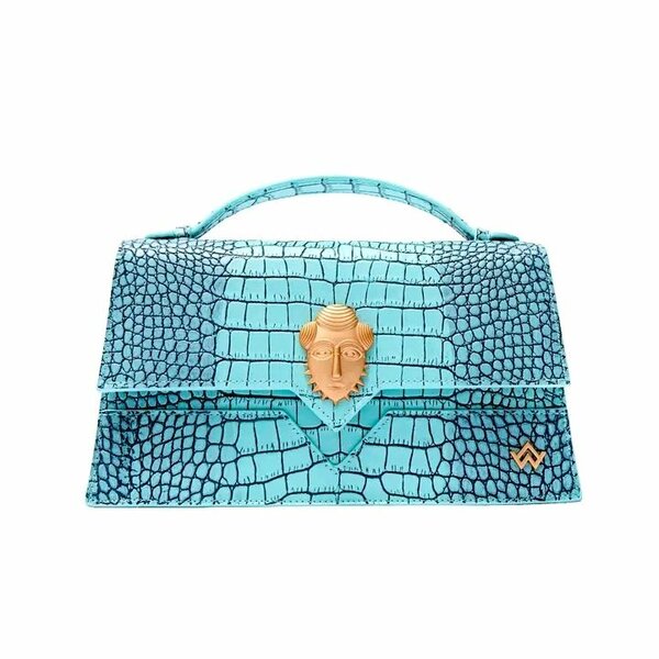 Sac à main en cuir bleu sarcelle