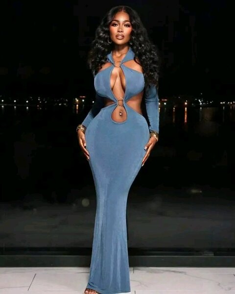 Robe longue sexy bleue pour femmes