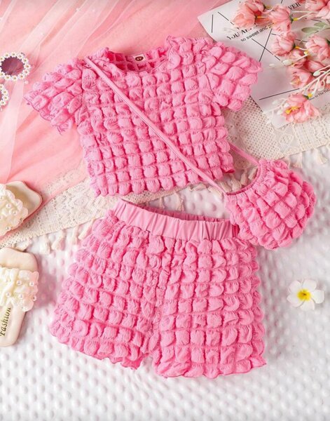 Ensemble bébé rose peluche