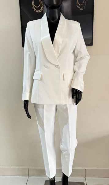 Tailleur pantalon blanc pour femme