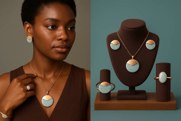 Parure élégante turquoise dorée