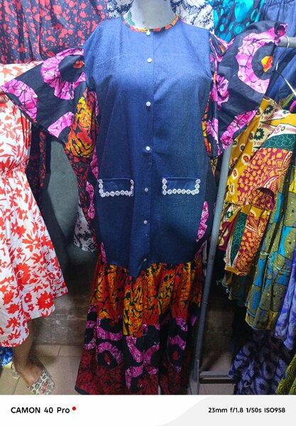 Robe longue en jean colorée