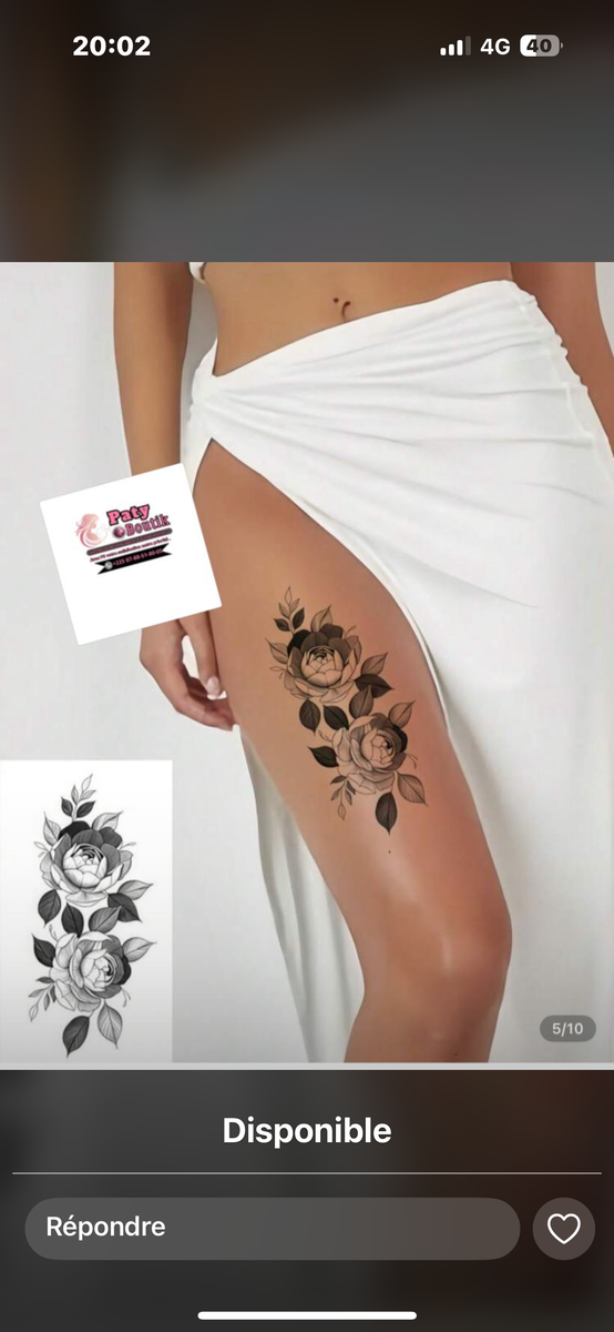 Tatouage Éphémère Fleur et Lion