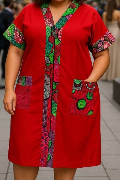 Robe rouge ethnique chic