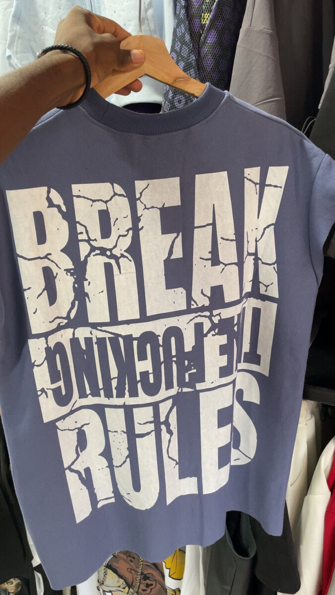 T-shirt col rond bleu Break the Rules