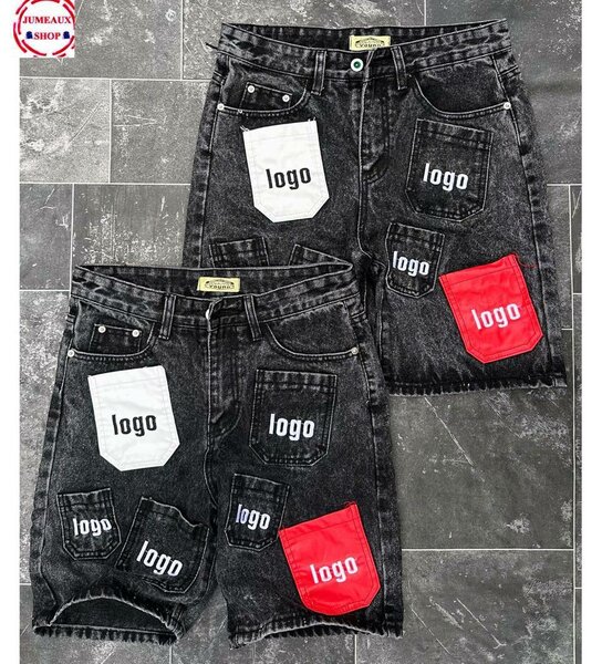 Shorts en jean avec poches colorées