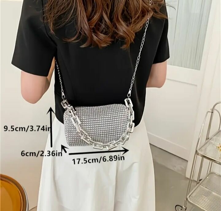 silver grey glittery bag