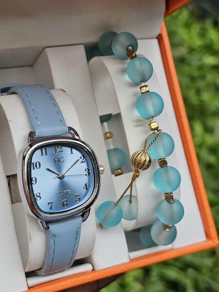 Montre Bleu Élégante et Bracelet