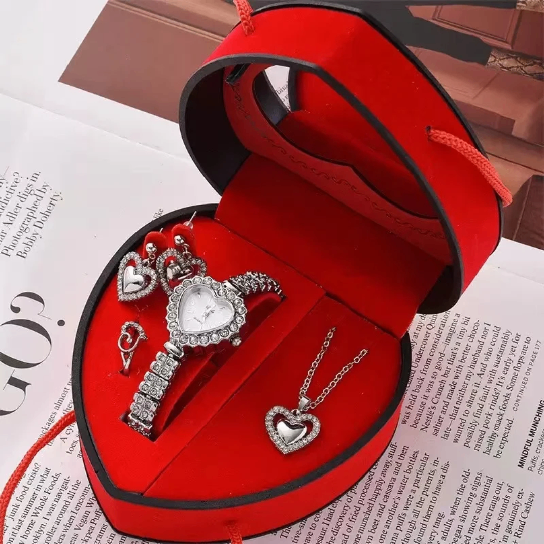 Coffret Cadeau Montre et Bijoux Coeur