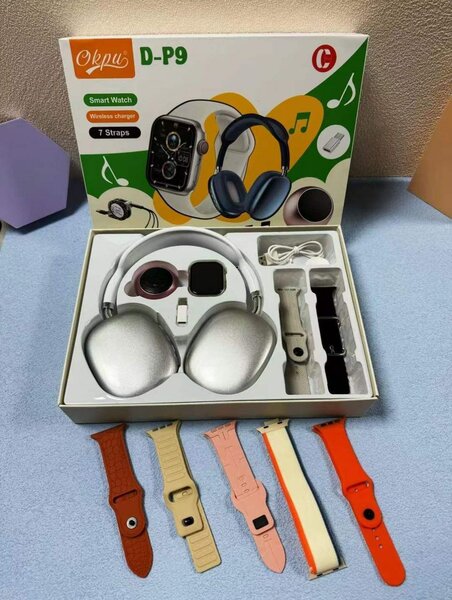 D-P9 Smart watch with 7 straps, BT Speaker and Headphone
