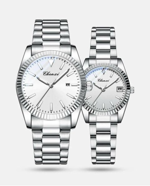 Montres couple élégantes en acier