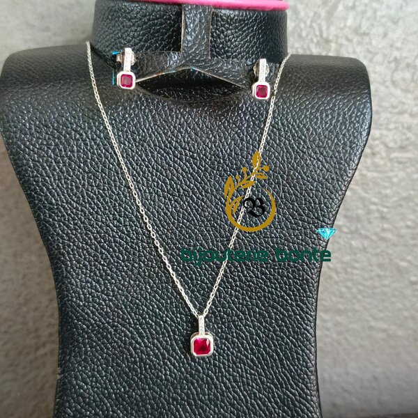 Ensemble Bijoux Rubis Argent
