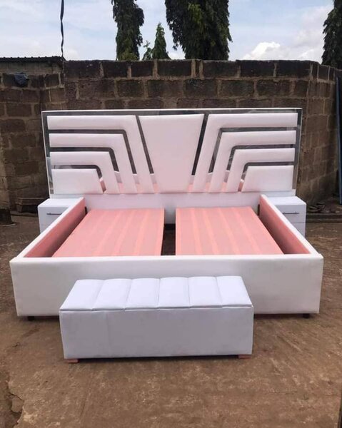 Queen size bed with two side drawers ottoman