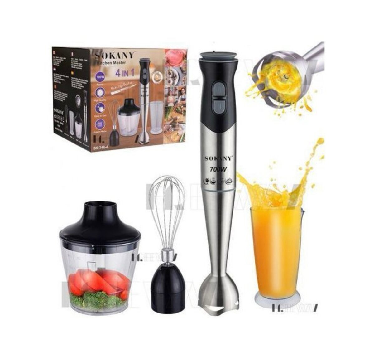 Sokany Mélangeur Plongeant Multifonction 4 En 1