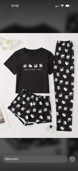 Ensemble de pyjama trois pièces pour femme