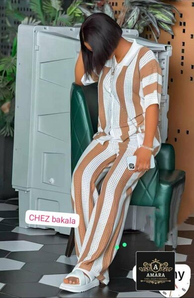 Pantalon rayé décontracté