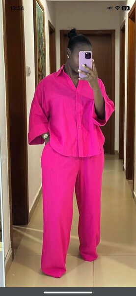 Ensemble chemise et pantalon rose