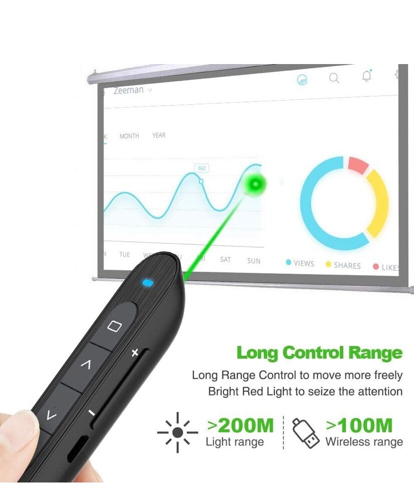 NORWII N76 Pointeur Laser Vert pour Powerpoint, Télécommande