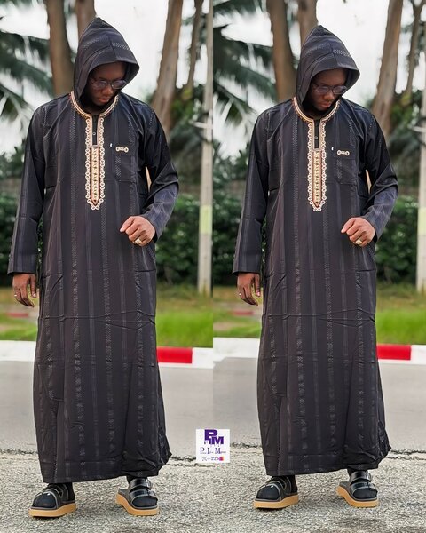 Tunique africaine homme noir avec capuche