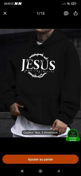 Sweat à capuche Jésus (Bleu)