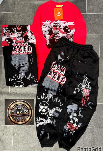 Ensemble survêtement rouge et noir DJAKISS