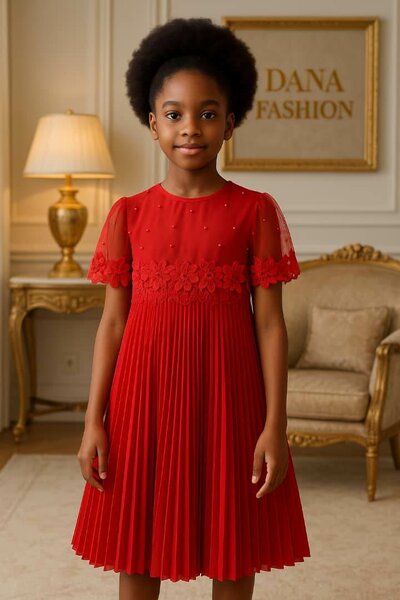 Robe Plissée Enfant Éclatante