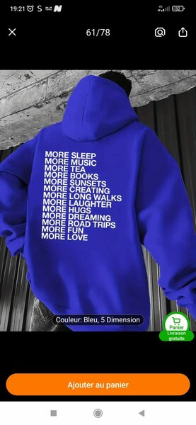 Sweat à Capuche Bleu Inspirant