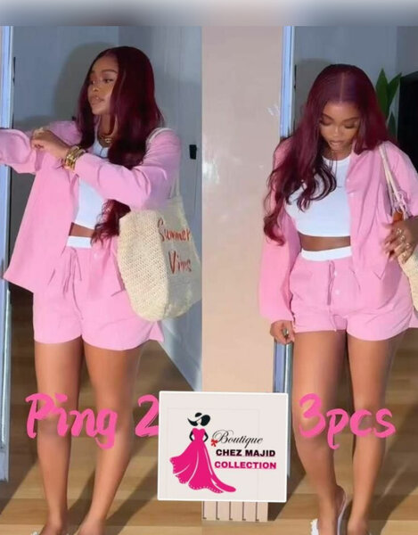 Ensemble rose décontracté 3 pièces