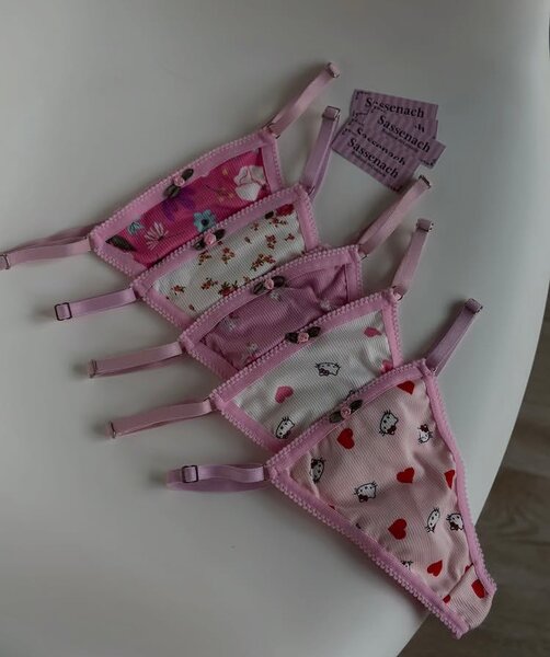 String Sexy Dentelle Rose