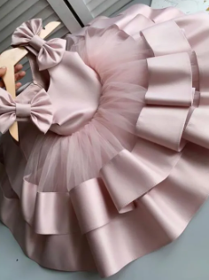 Baby Girls Dress Newborn, Baby First 1St Year Birthday Dress, Princess Dress For Girls Soft Pink, Frock, Dress, Birthday, Wedding, Party, Prom, Dress, ( Fabric Silk And Net ) ( Size NewBorn Baby To 16 Yrs )