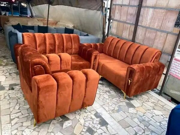 Canapé salon en velours marron