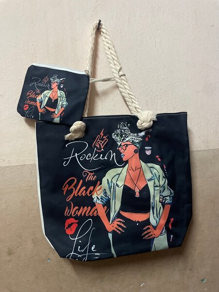 Sac cabas avec pochette illustré