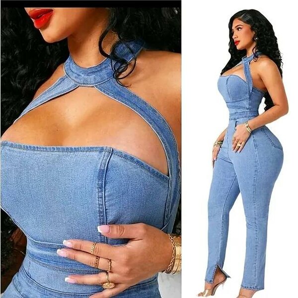 DENIM JEANS JUMPSUIT UK SIZE 12-16