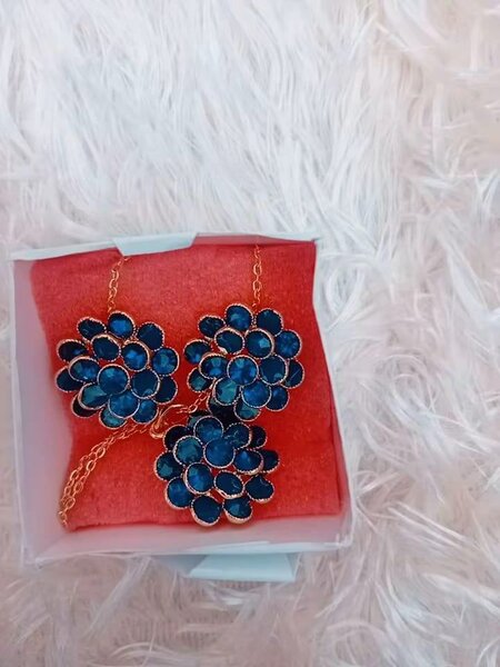 Parure Collier Fleur Bleue