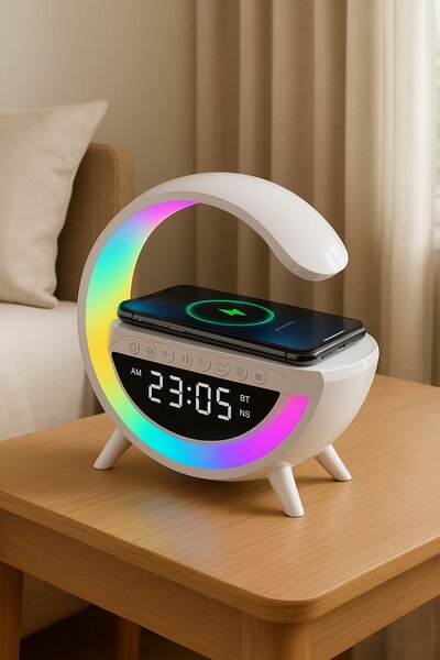LED Alarm Clock with Wireless Charger