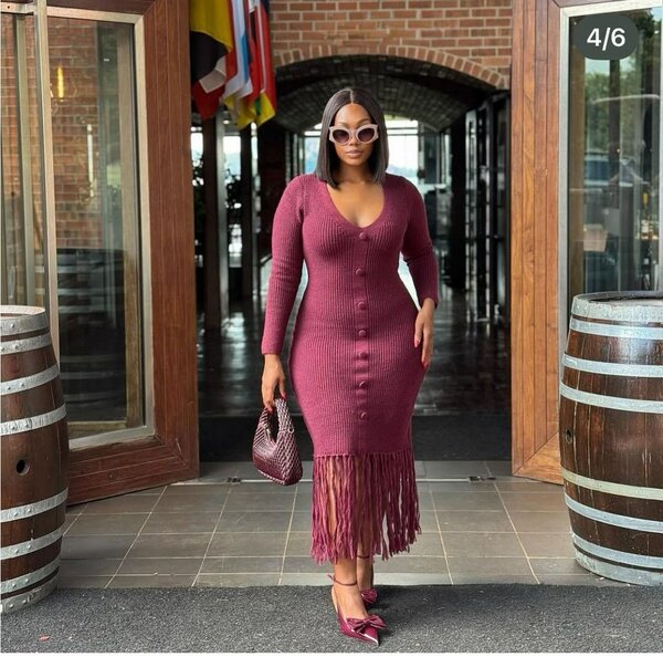 Robe en maille à franges