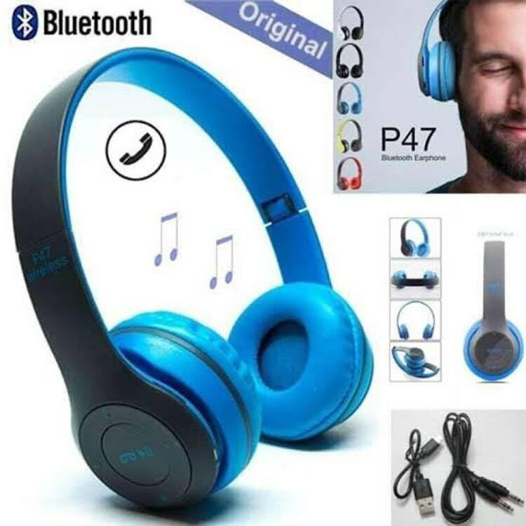 Blue super Base Headphones - Sleek and Stylish Design